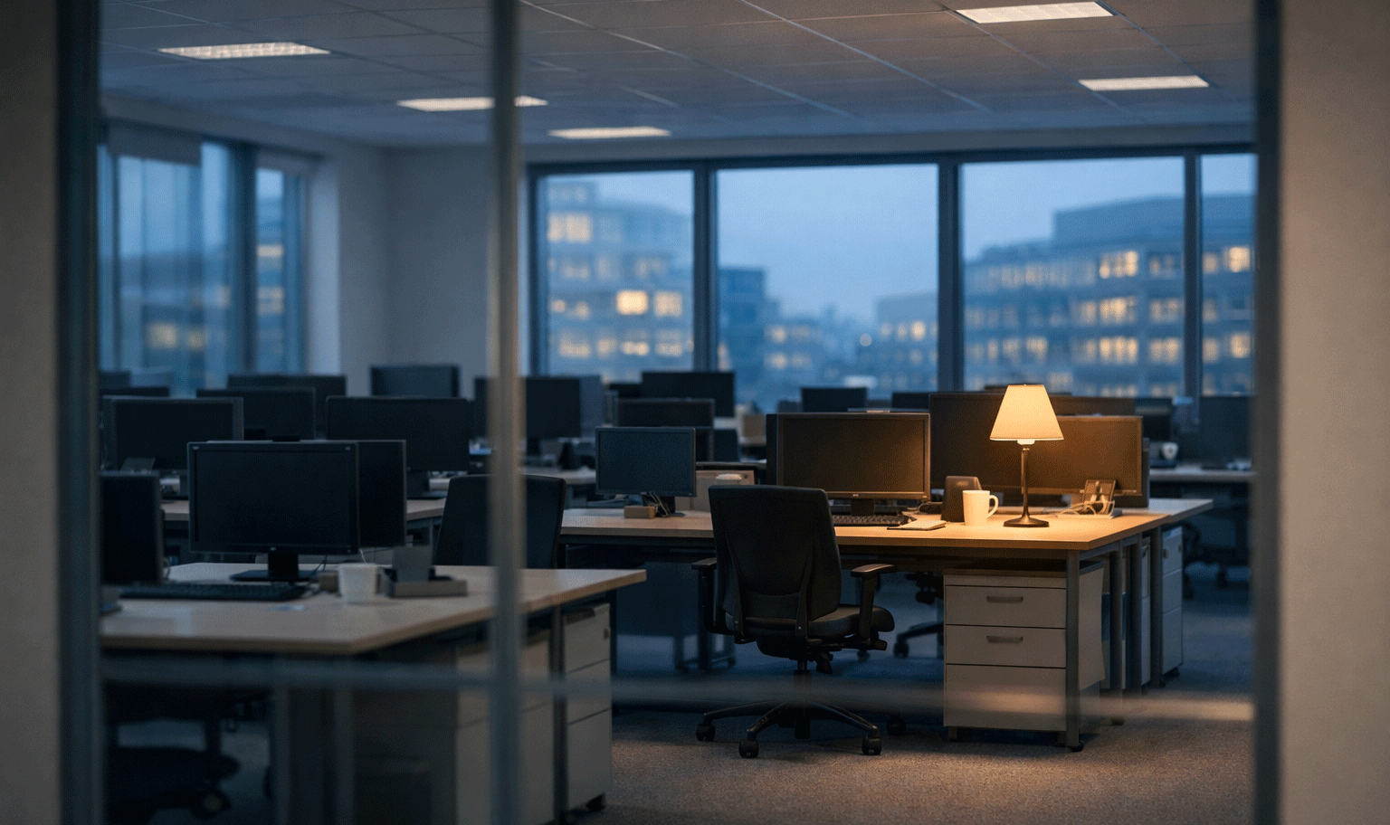 Empty officy symbolizing ghost jobs in business