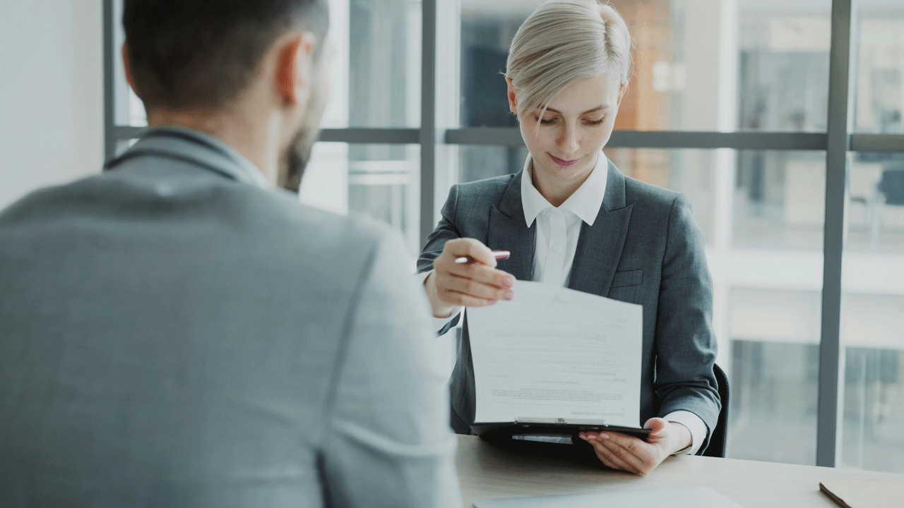 Female recruiter in interview with male candidate