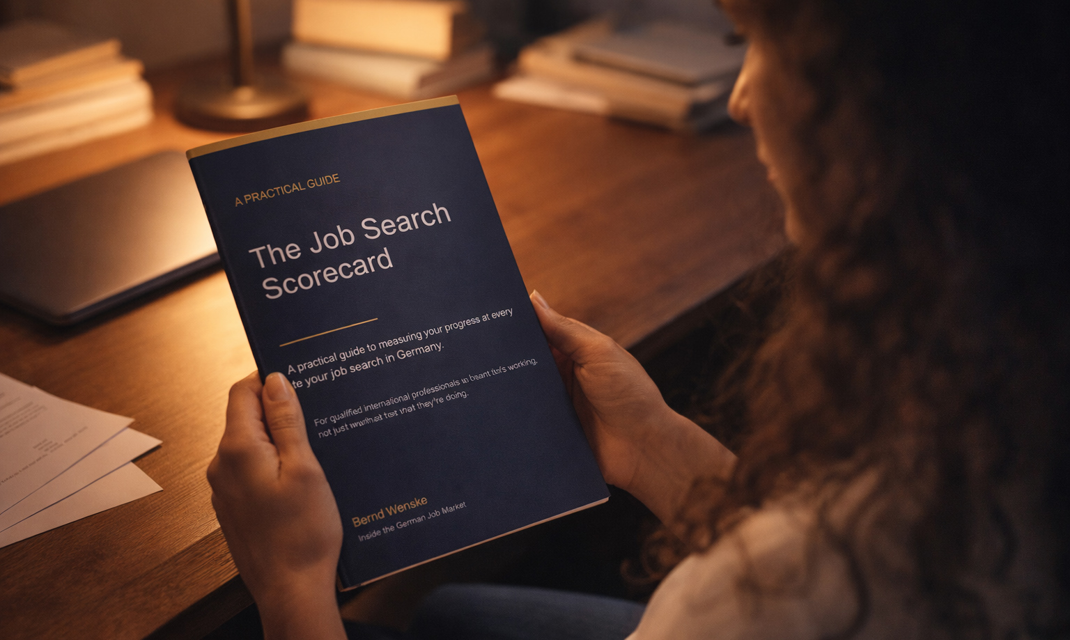 woman-holding-booklet woman holding booklet "The Job Search Scorecard"